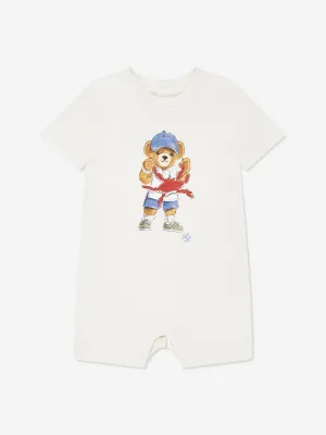 Ralph Lauren Baby Boys Bear Romper in White