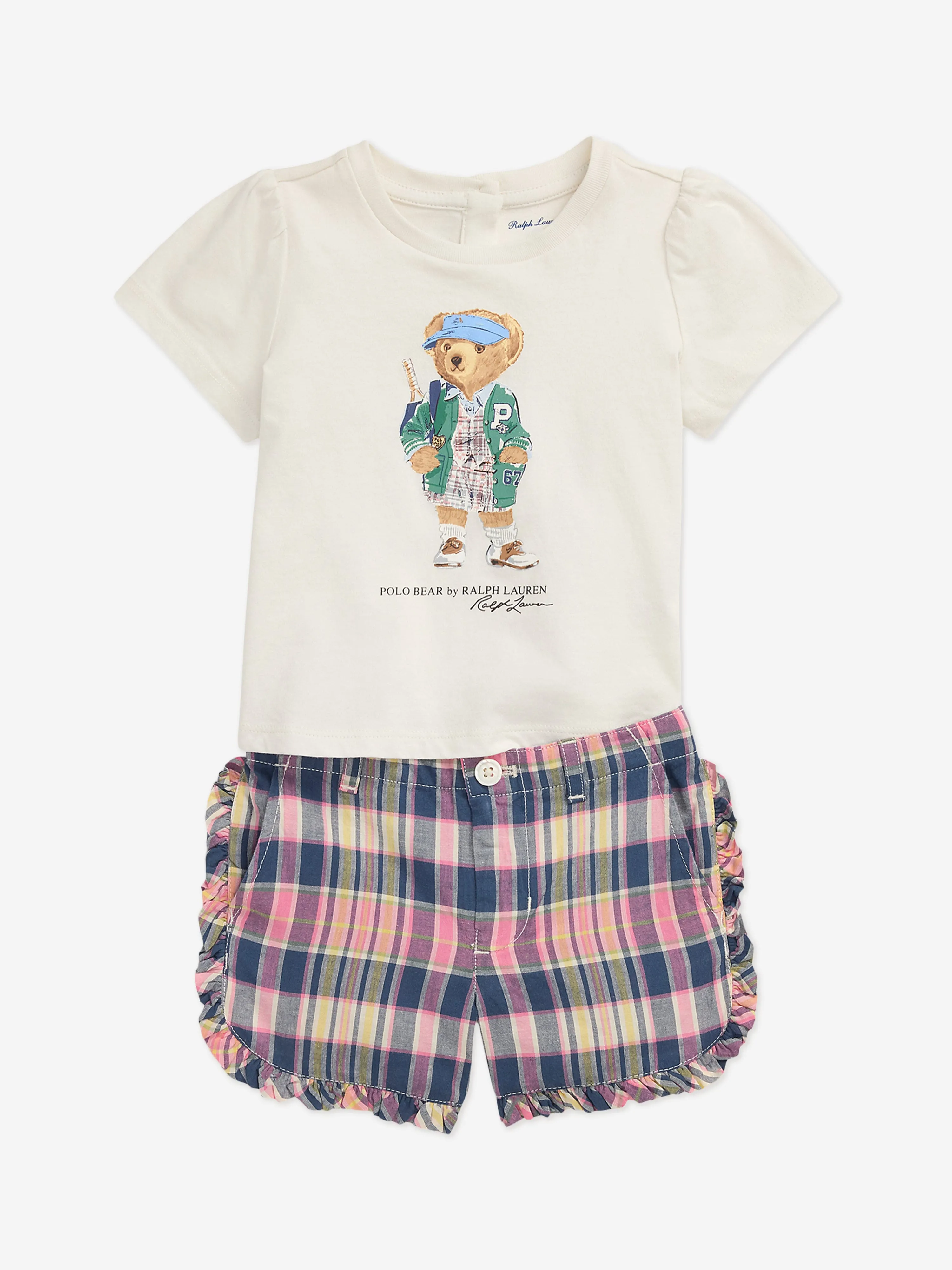 Ralph Lauren Baby Girls Polo Bear Short Set in Multicolour
