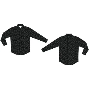 Rock & Roll Boy's Long Sleeve Black Paisley Vintage Button Down