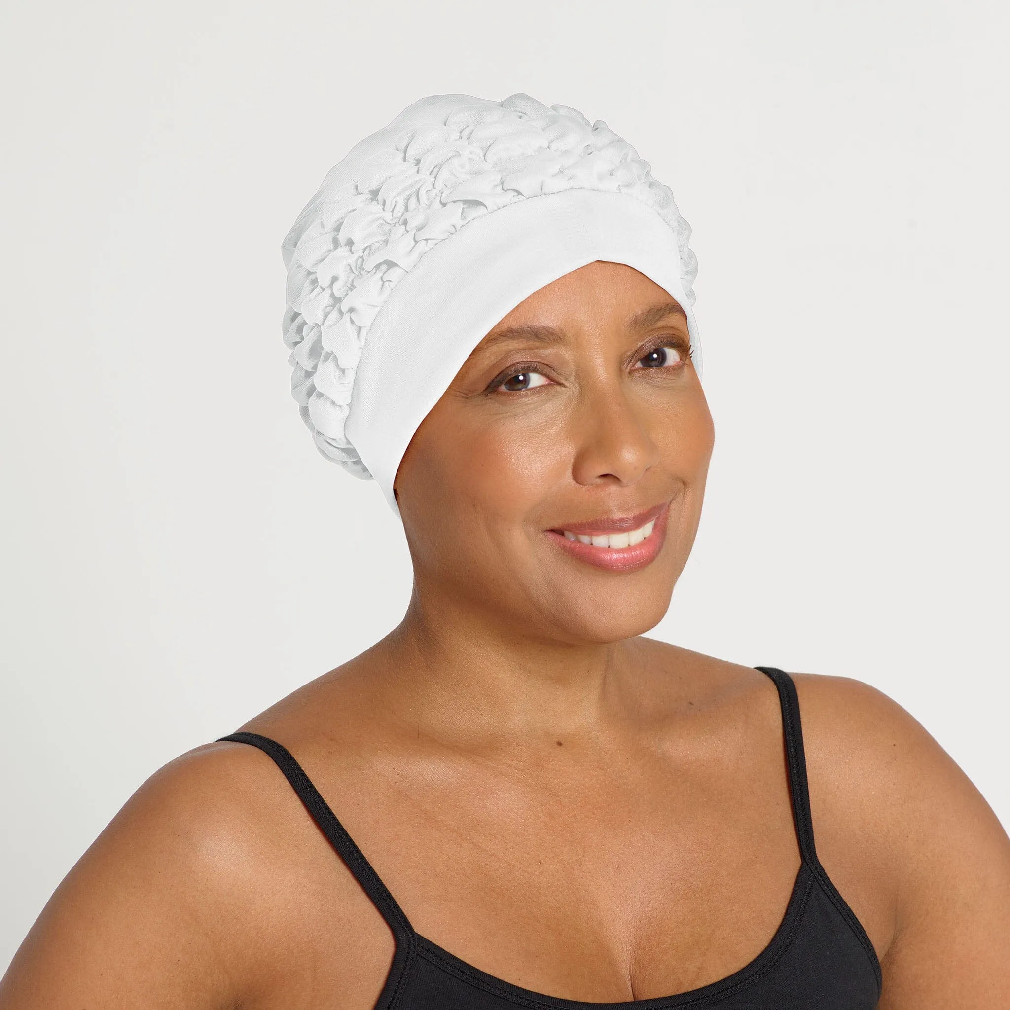 Ruffle Accent Swim Cap