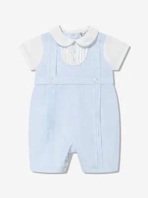 Sarah Louise Baby Boys Smocked Romper in Blue