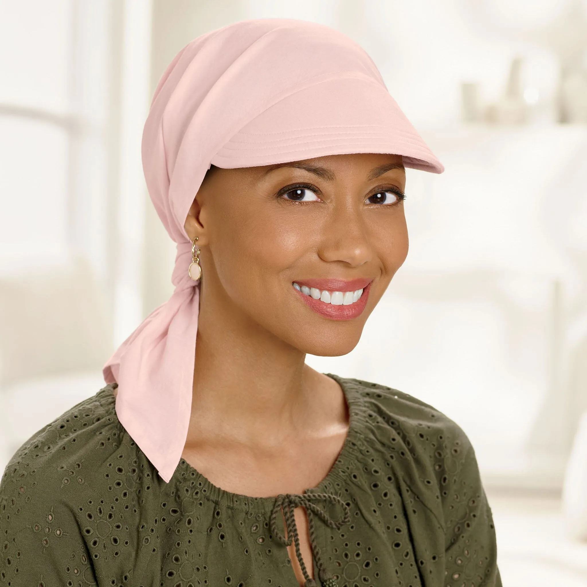 Solid 100% Cotton Headscarf with Brim