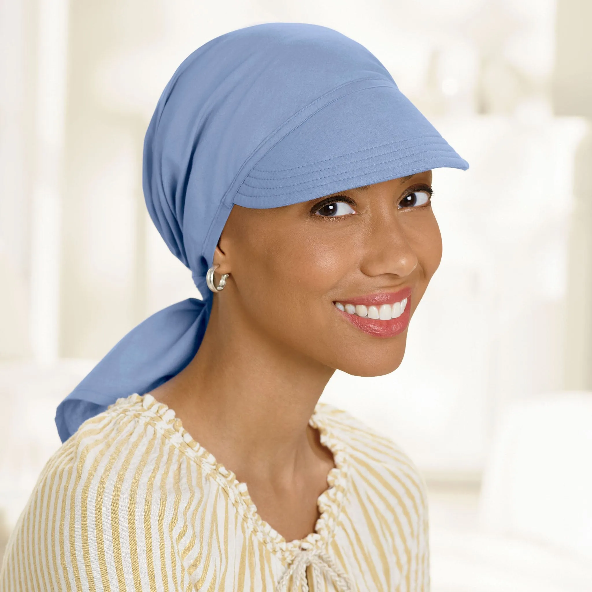 Solid 100% Cotton Headscarf with Brim
