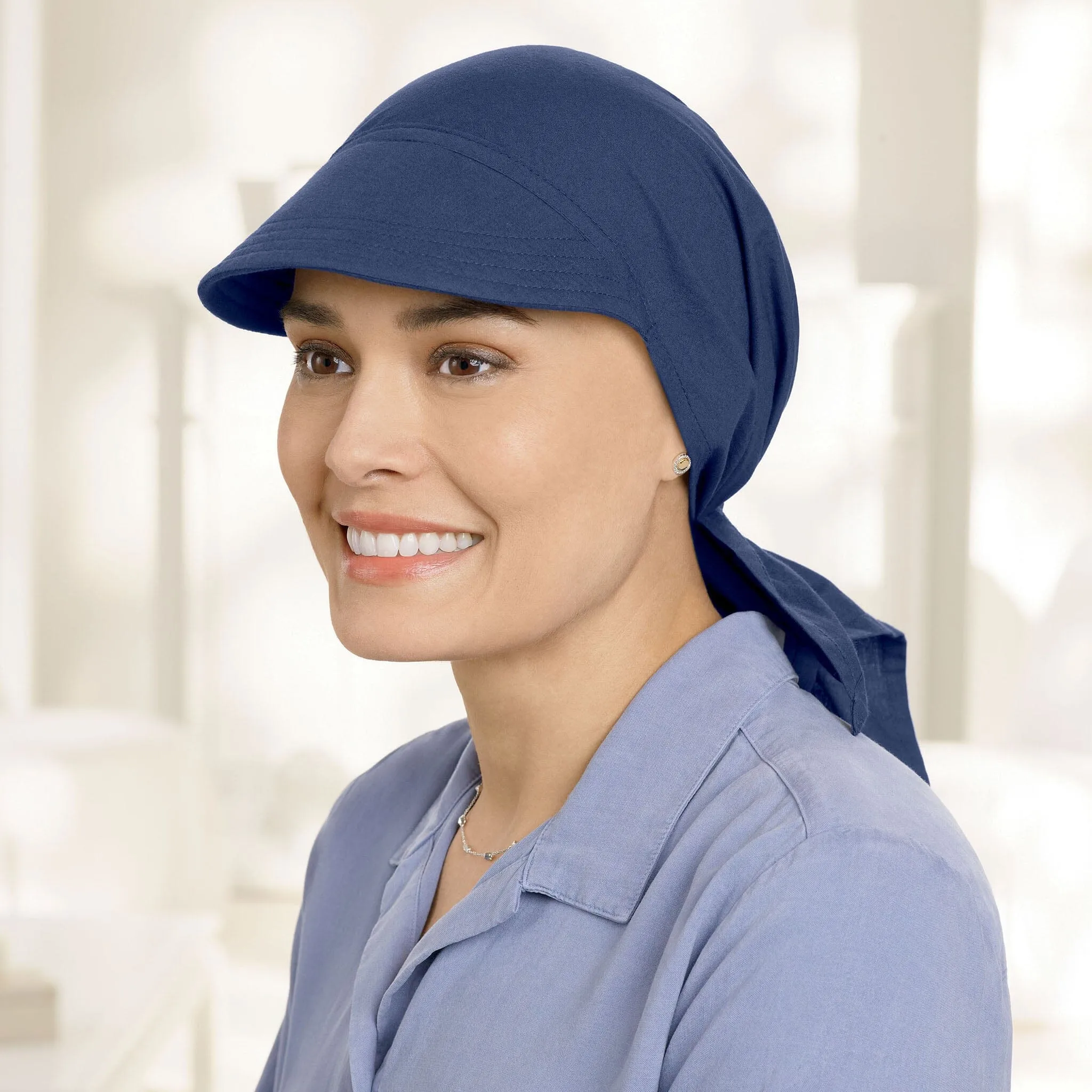 Solid 100% Cotton Headscarf with Brim