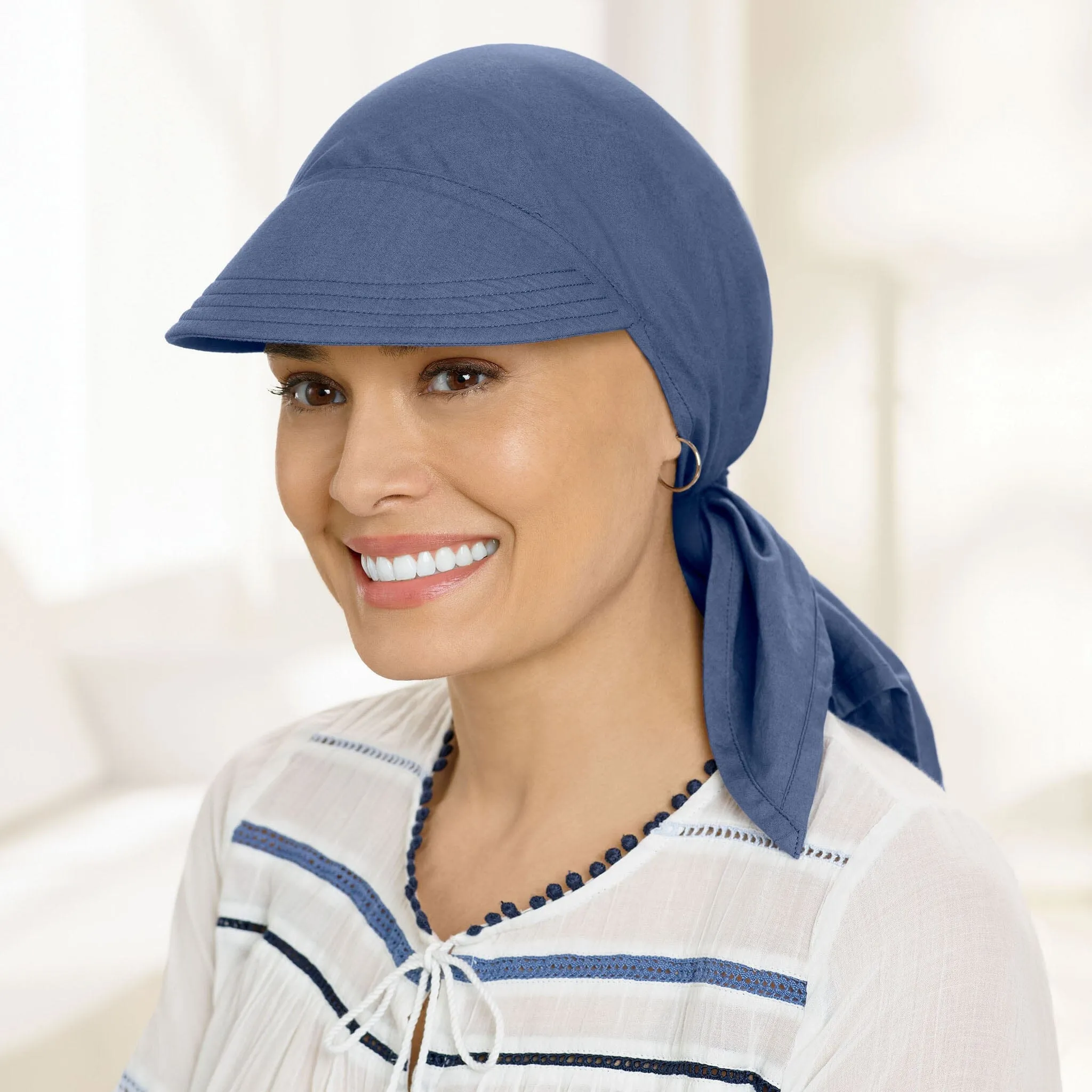 Solid 100% Cotton Headscarf with Brim