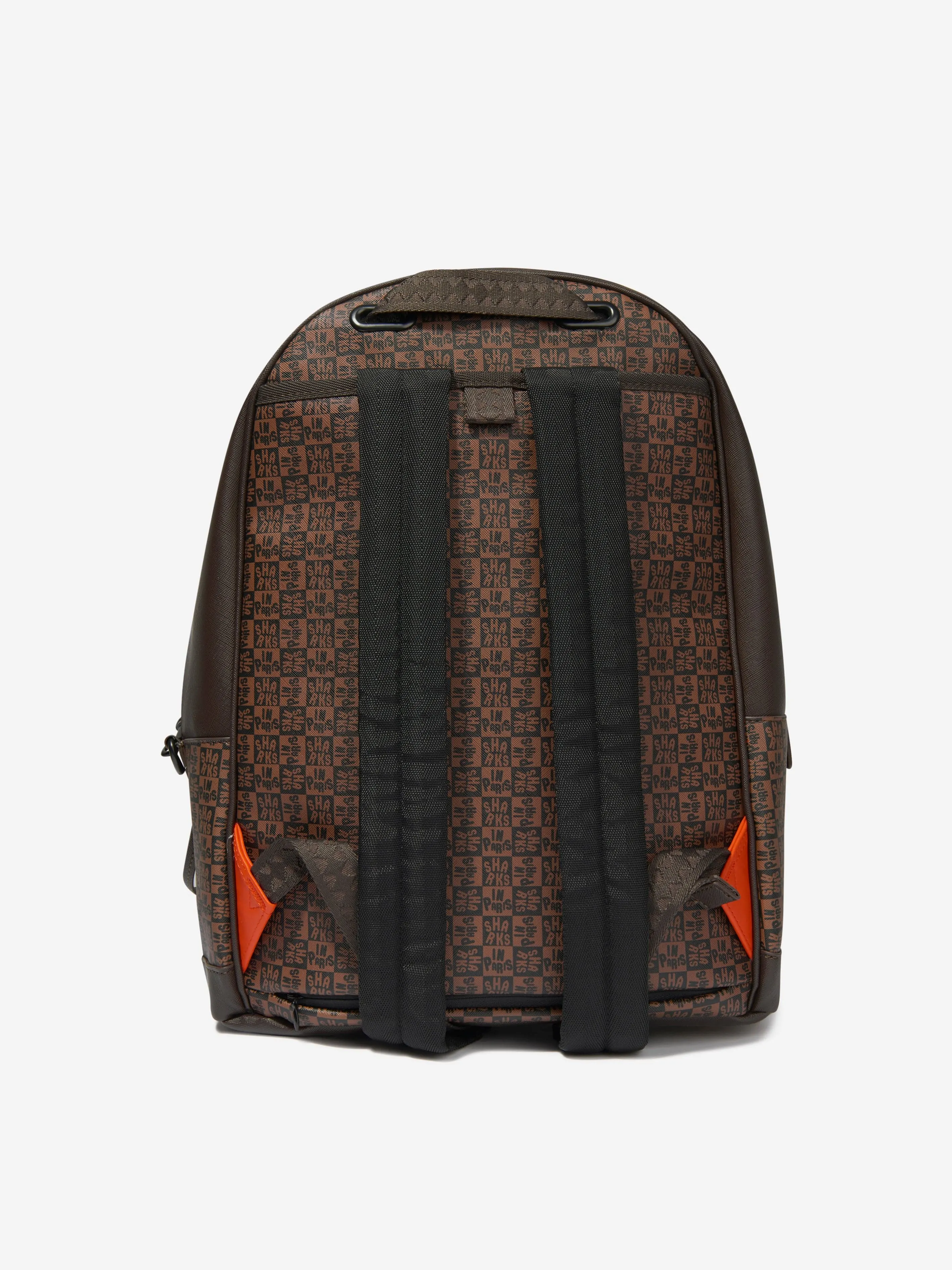 Sprayground Kids Sharks In Paris Check Emperor Backpack in Brown (40cm)