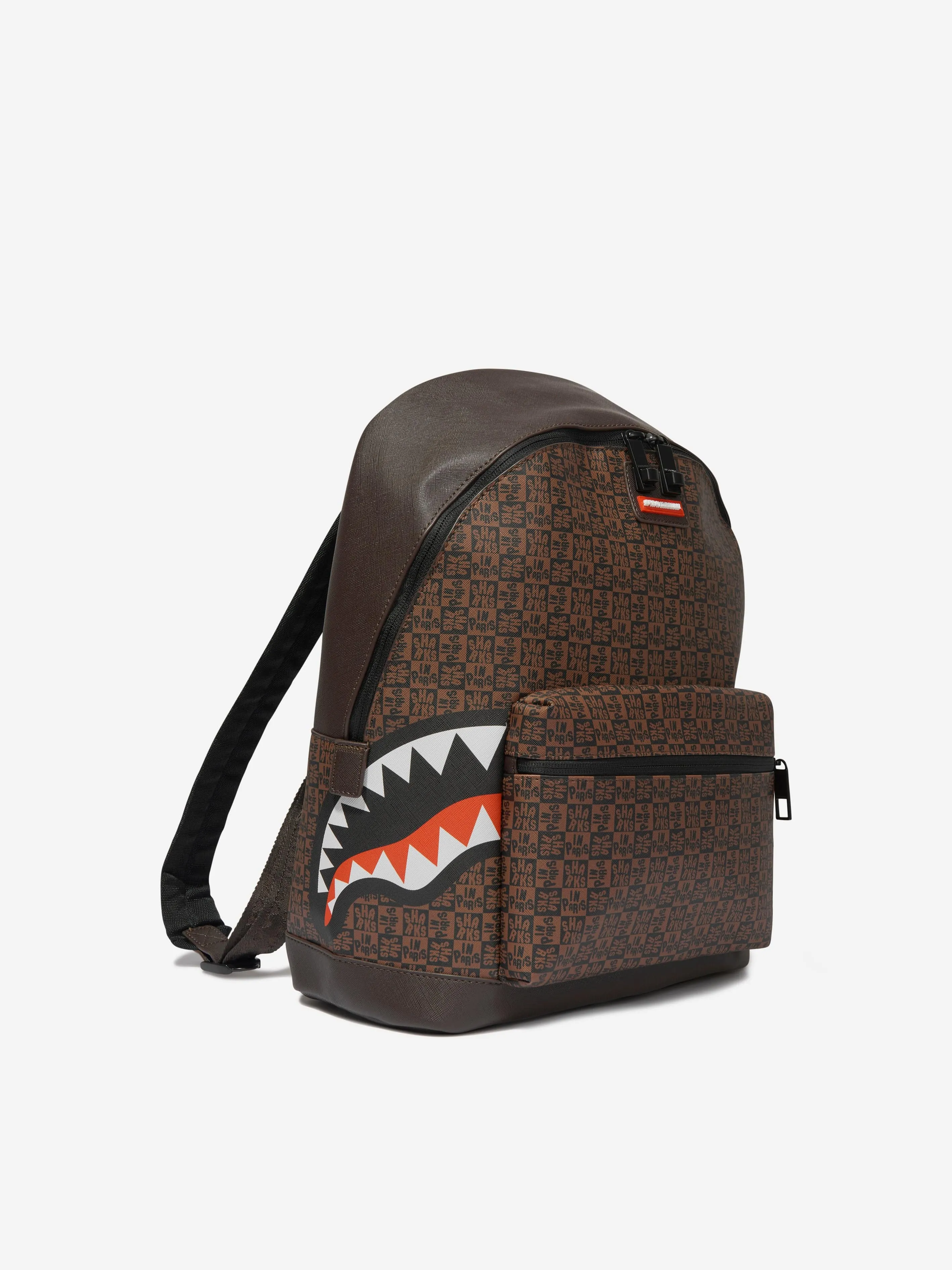 Sprayground Kids Sharks In Paris Check Emperor Backpack in Brown (40cm)