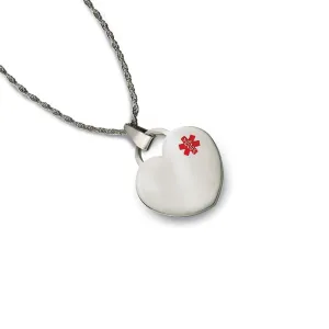 Stainless Steel Lymphedema Medical Alert Heart Pendant