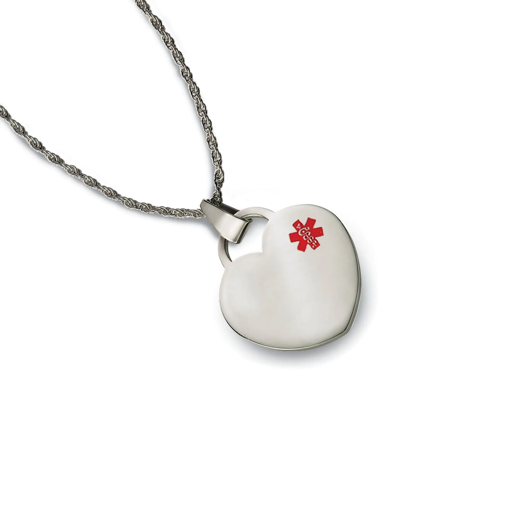 Stainless Steel Lymphedema Medical Alert Heart Pendant