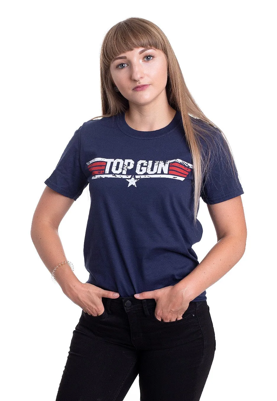 Top Gun - Distressed Logo Navy - T-Shirt