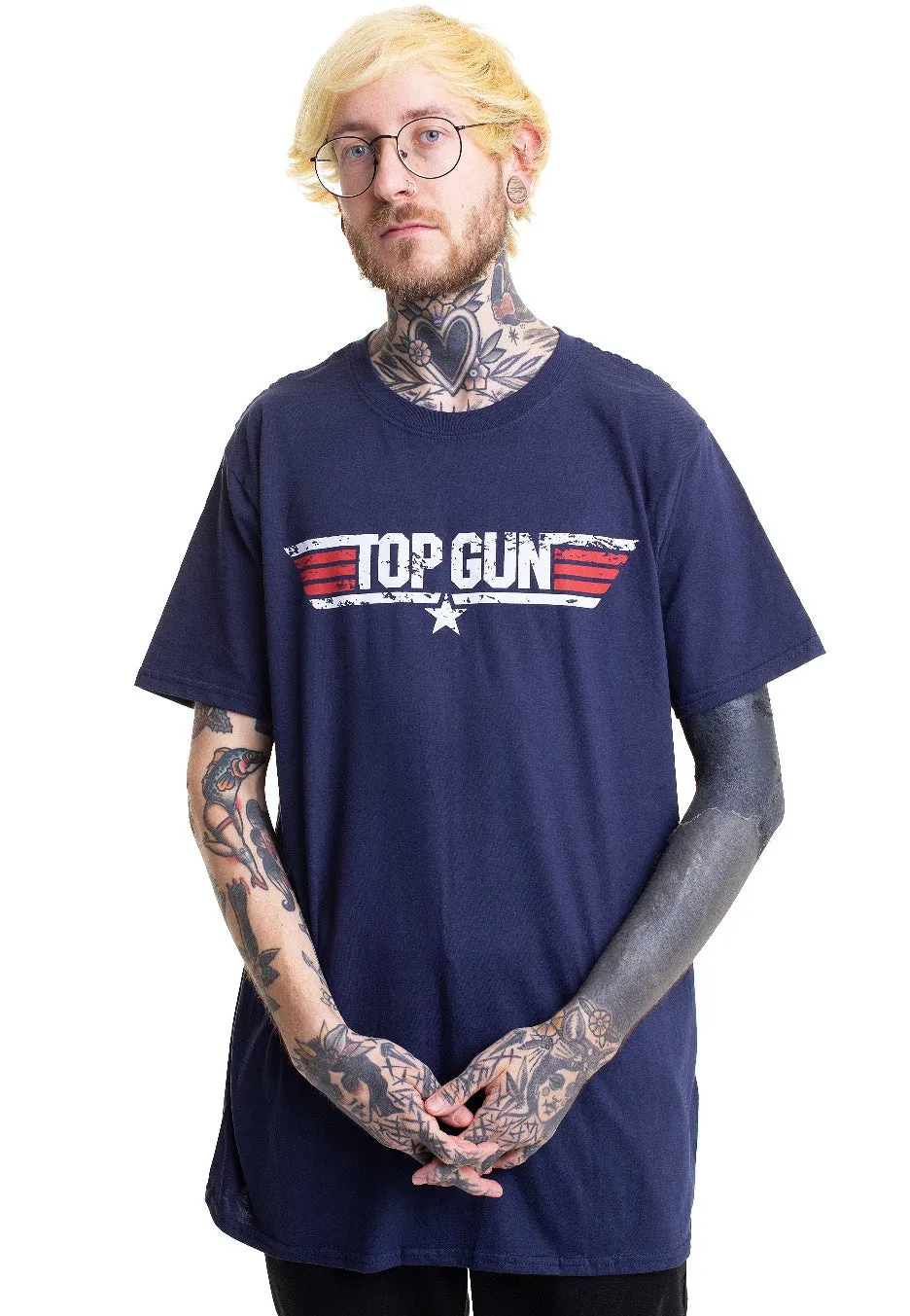 Top Gun - Distressed Logo Navy - T-Shirt