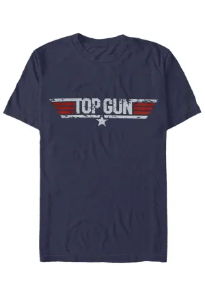 Top Gun - Distressed Logo Navy - T-Shirt