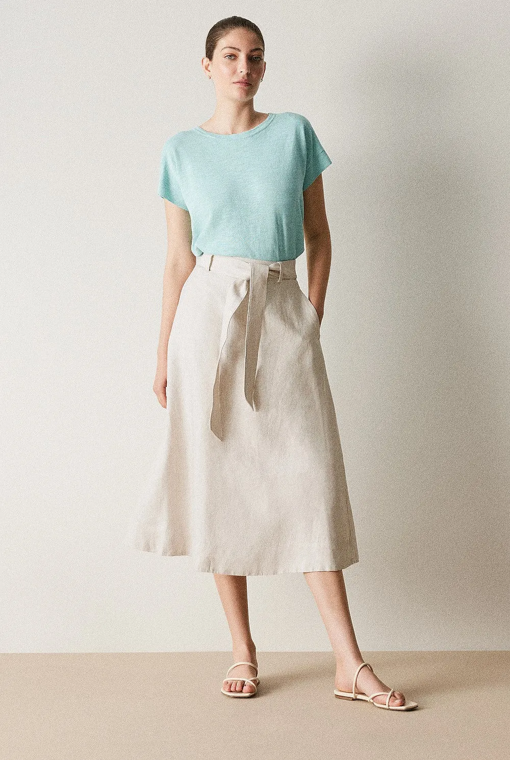 TRENERY (LN) Linen cotton relaxed knit tee! 12-14