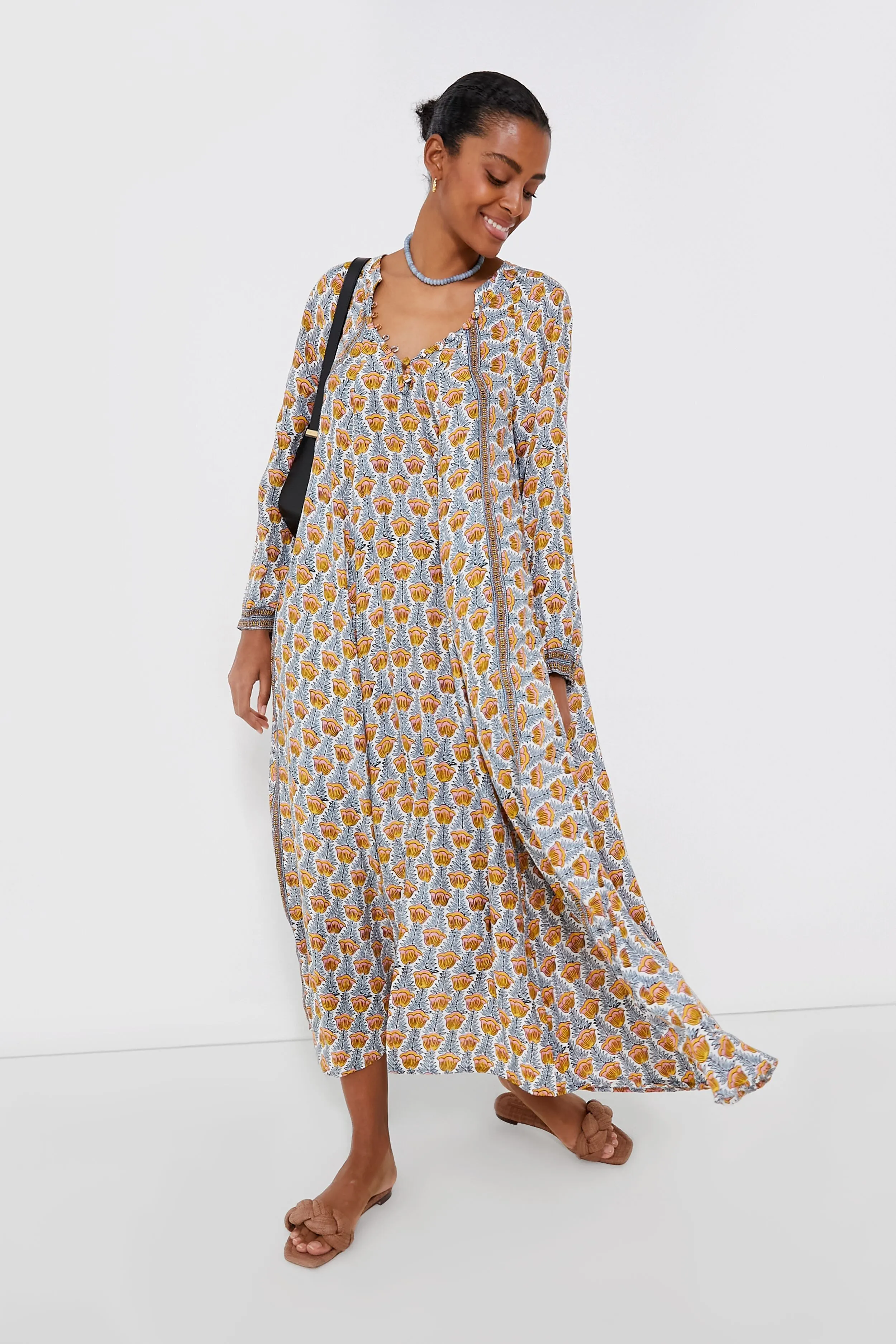Tulip Print French Blue Fiore Maxi Dress