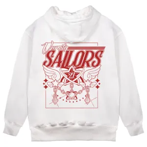Vioncii Varsity Sailors Hoodie (White/Red)