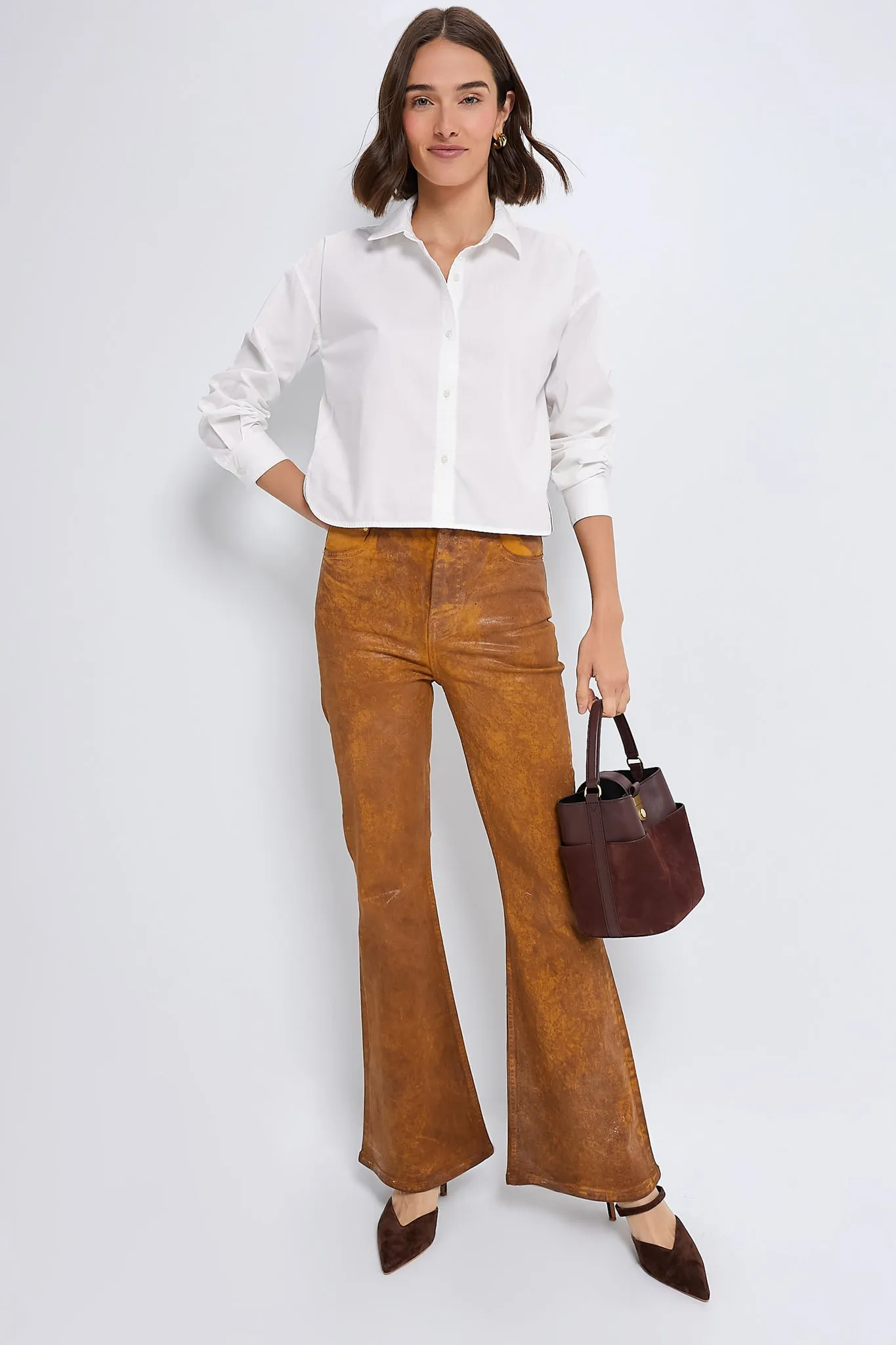White Cropped Jasper Button Down