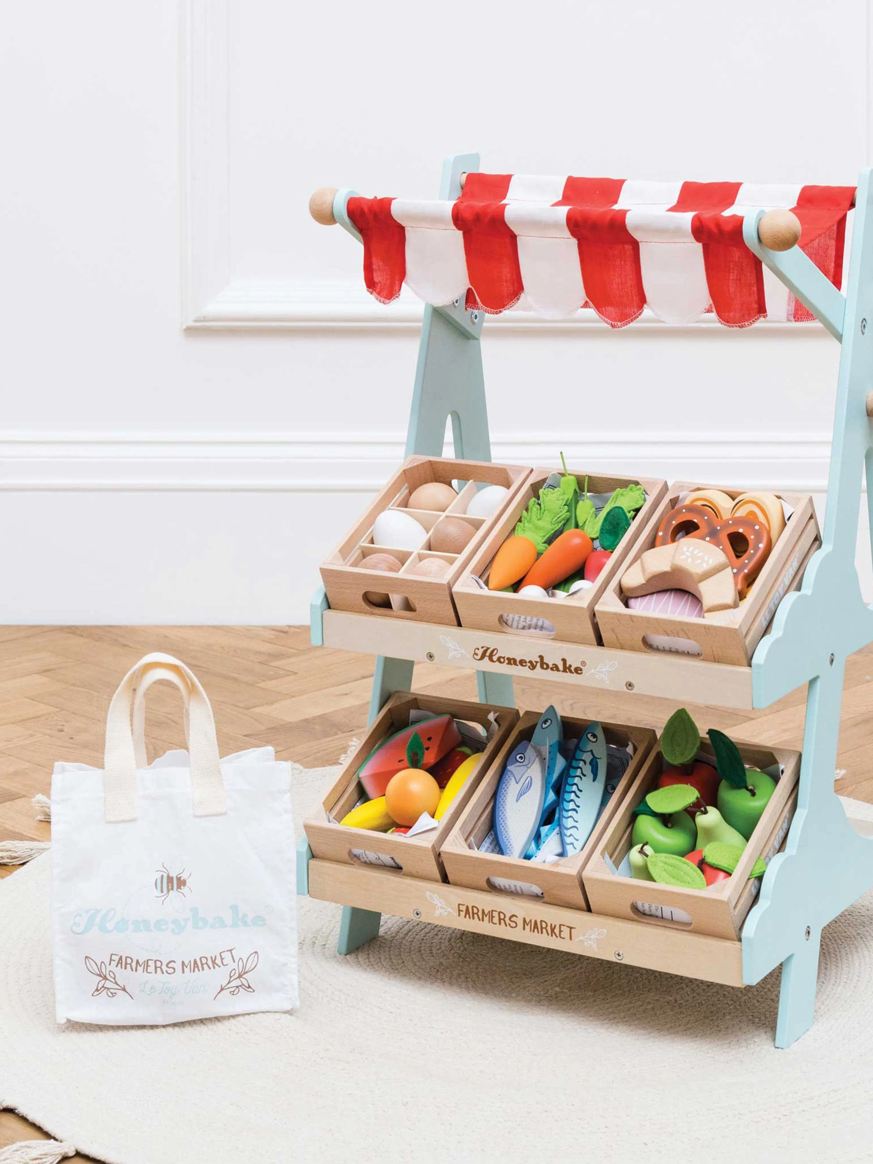 Wooden Market Stall and Fruit Food Crate (W:39.5 x D:38 x H:64cm)