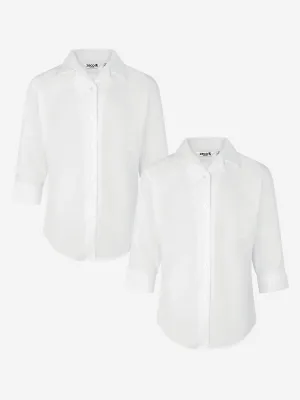 Zeco Girls School Fitted 3/4 Sleeve Non Iron Blouse Twin Pack in White