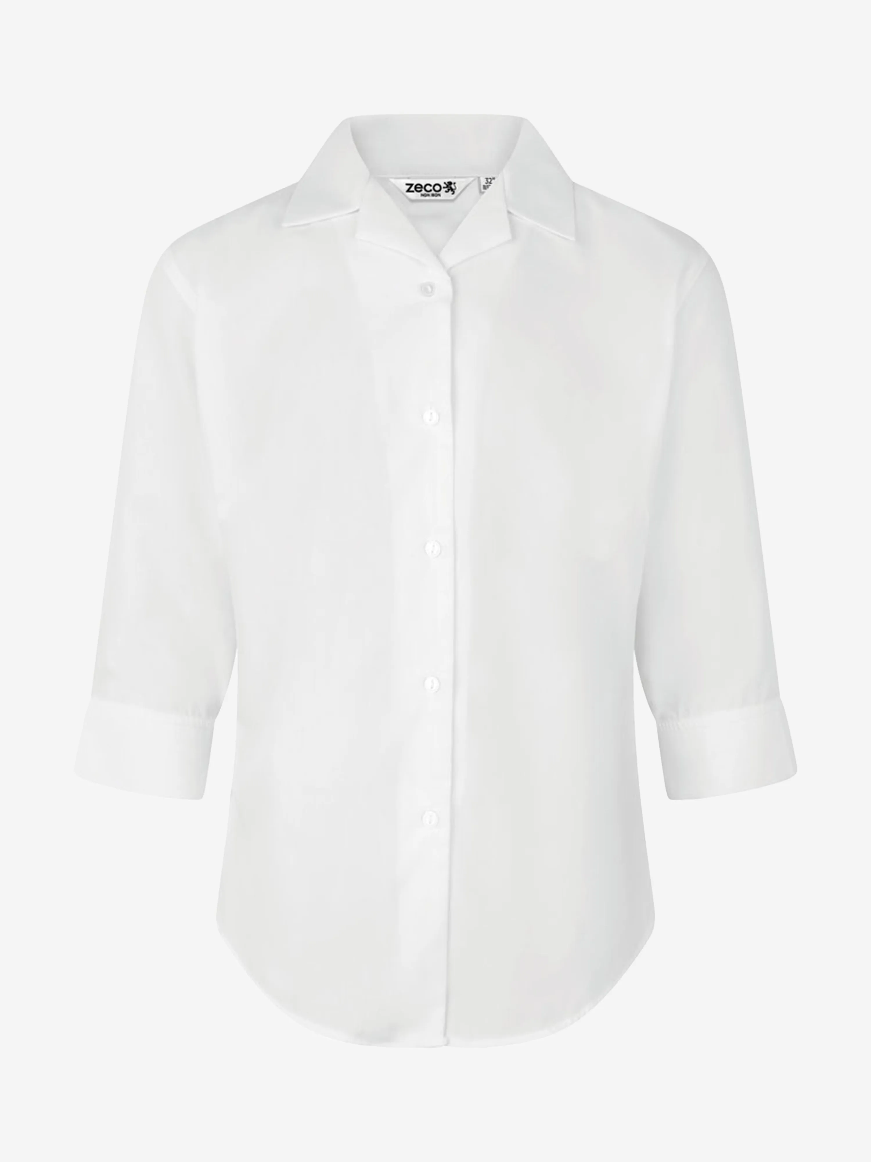 Zeco Girls School Fitted 3/4 Sleeve Non Iron Blouse Twin Pack in White